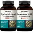 NatureBell 2 팩 Hyaluronic 산은 2,000 mg를 보충합니다 | MSM & Hydrolyzed Bovine Collagen와 더불어 480의 총 캡슐 – 피부 Hydration, 합동 윤활, 머리 및 눈 건강을 위한 1 지원에서 3