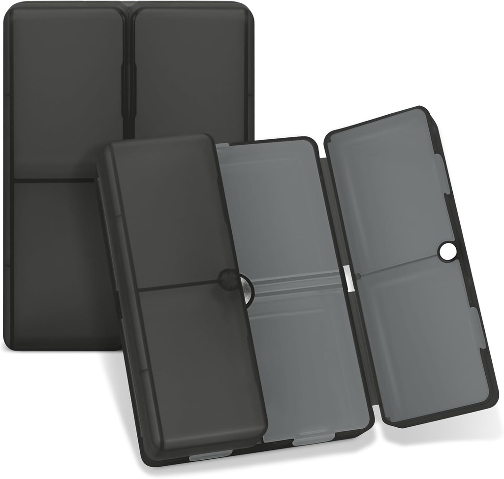 FYY Daily Pill 주최자, 7 격실 휴대용 Pill 케이스 여행 Pill 주최자,[Folding Design] Pill Box for Purse Pocket to Hold Vitamin,Cod Liver Oil,Supplements and Medication-Clear Black
