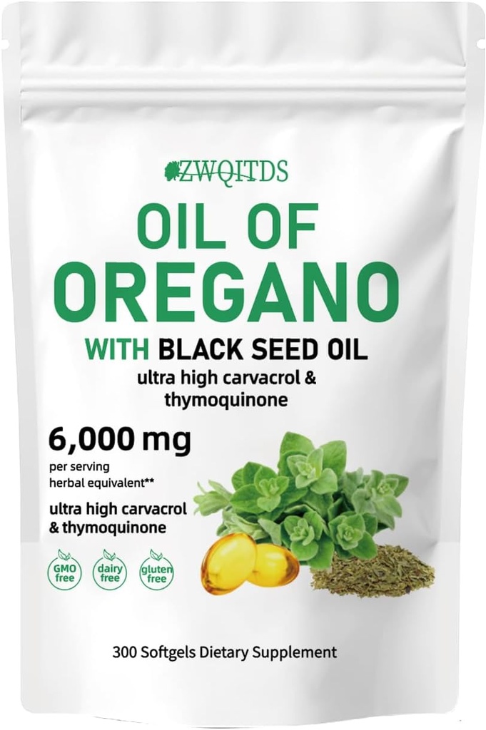 까만씨 기름 2-in-1 Softgels 6000mg 300 조사 비 GMO Immune 지원 초본 공식을 가진 Oregano의 기름