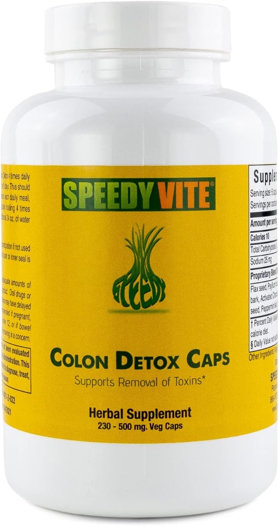 Colon Detox는 Toxins* Organic, Charcoal Psyllium Seed & Husk Flax Seed Apple Fiber/Pectin Slippery Elm Fennel- Powder의 천연 제거를 230 Veg Caps 지원