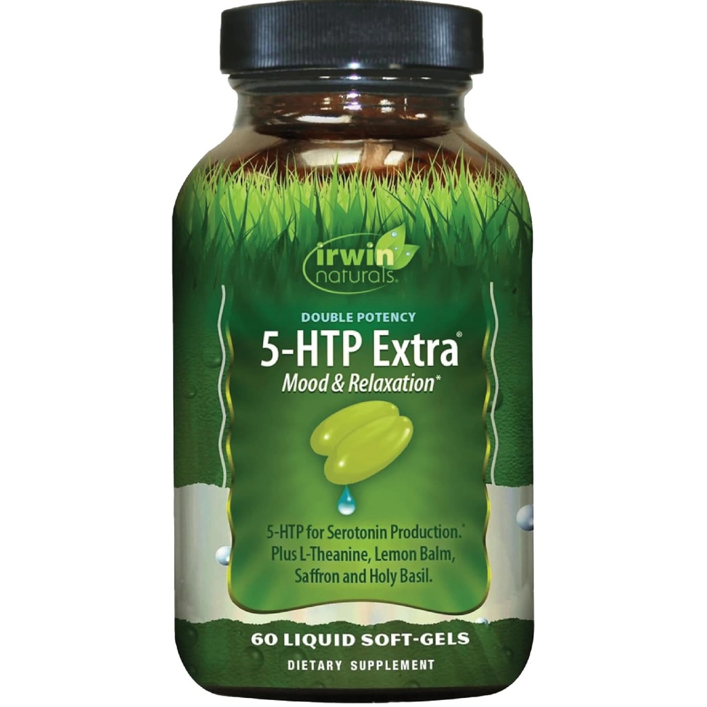 Irwin Naturals Double Potency 5-HTP Extra - 60 Liquid Soft-Gels - Relaxation & Serotonin Production - 30 서빙