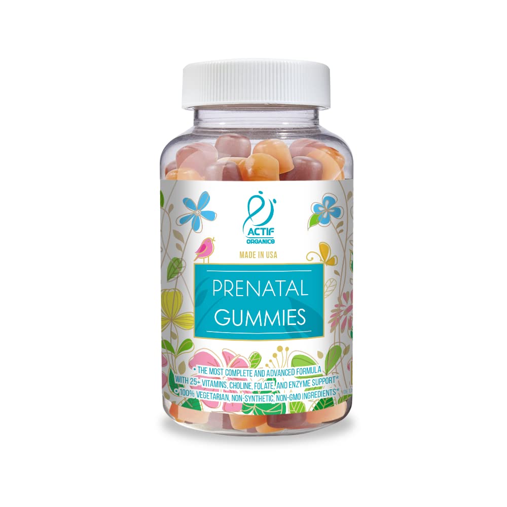 25 + 유기농 비타민 및 유기농 초본 혼합과 Actif Prenatal Gummies - Non-GMO, 100 % 채식주의, 90 개, 미국에서 만든