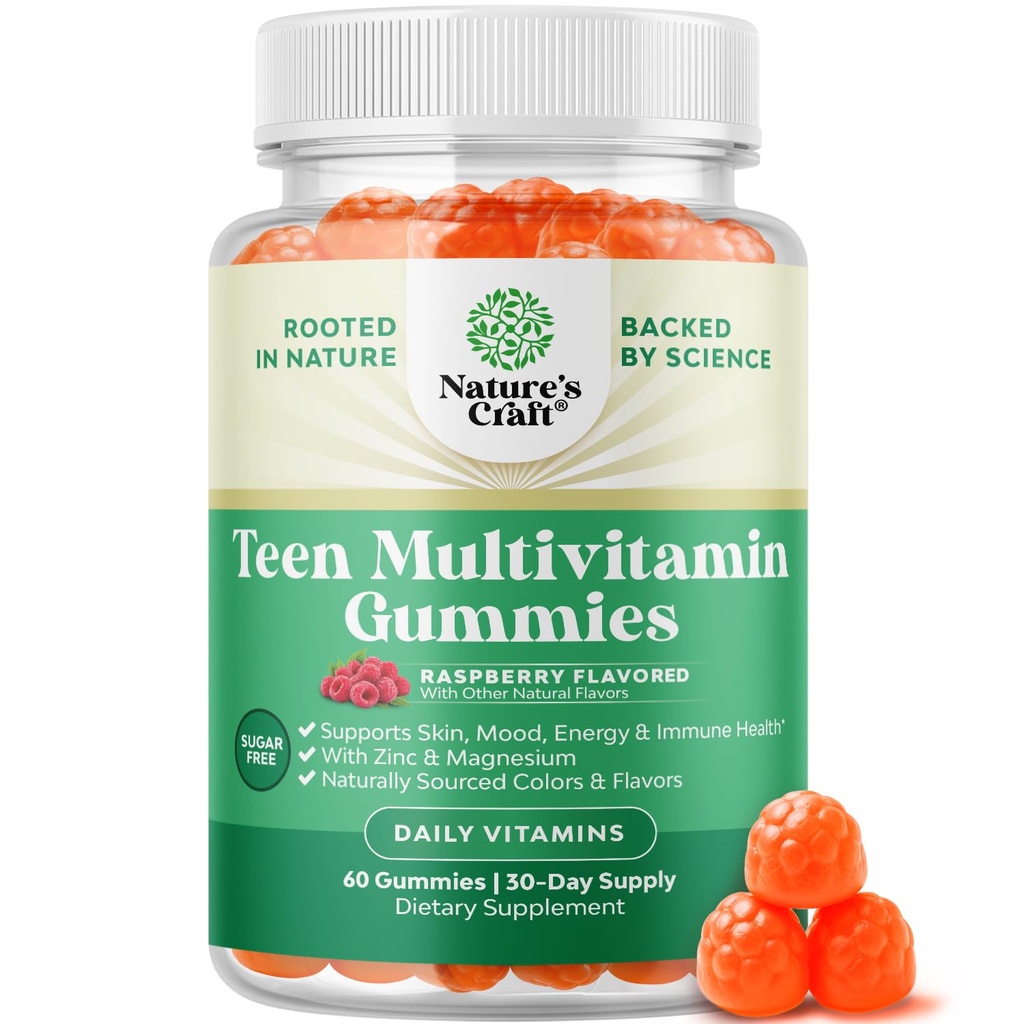 대 Multivitamin Gummies 12-17 - 더 나은 피부를 위한 십대 소년 & 소녀 거미 비타민, 면역력, 계류 및 에너지 지원 - Zn, Mg, 비타민 A, C, D & E - 60 Ct를 가진 십대 소녀 & 소년 보충교재