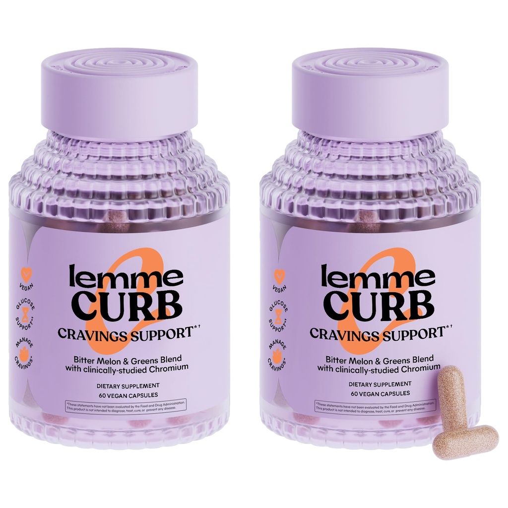 Lemme Curb - Cravings, Carb Metabolism 개선, 체중 관리 지원, 임상적으로 Studied Chromium Picolinate, Bitter Melon, Ceylon Cinnamon 및 Greens Superfood - 60 개 (팩 2)