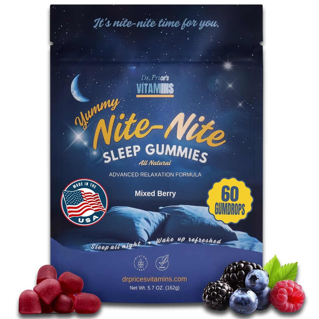 성인을위한 Dr. Price Sleep Gummies - 3mg Melatonin, L-Theanine, GABA & Herbal Blend - 혼합 Berry 풍미, 글루텐 무료 수면 보조 - 60 카운트