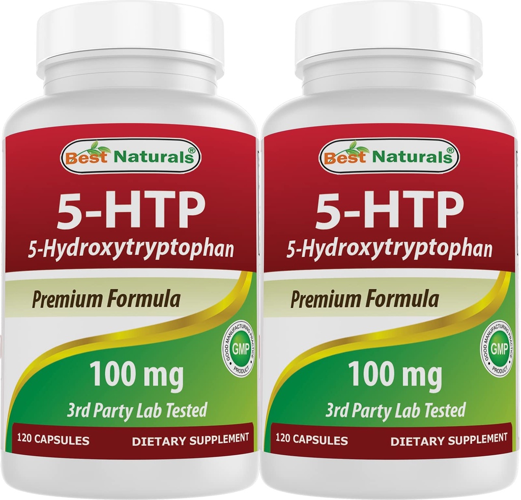 최고의 자연 2 팩 5-HTP (5-hydroxytryptophan) 100 mg 120 캡슐