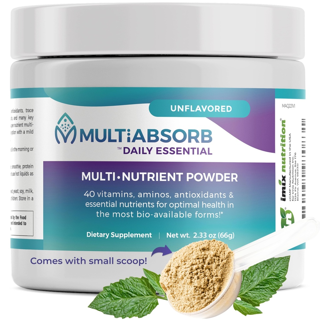 MultiAbsorb~Daily Essential, Optimal 건강, 비타민, 무기물, 산화 방지제, 필러 또는 보존제, 자연, 비 GMO, 30 서빙 (Unflavored)