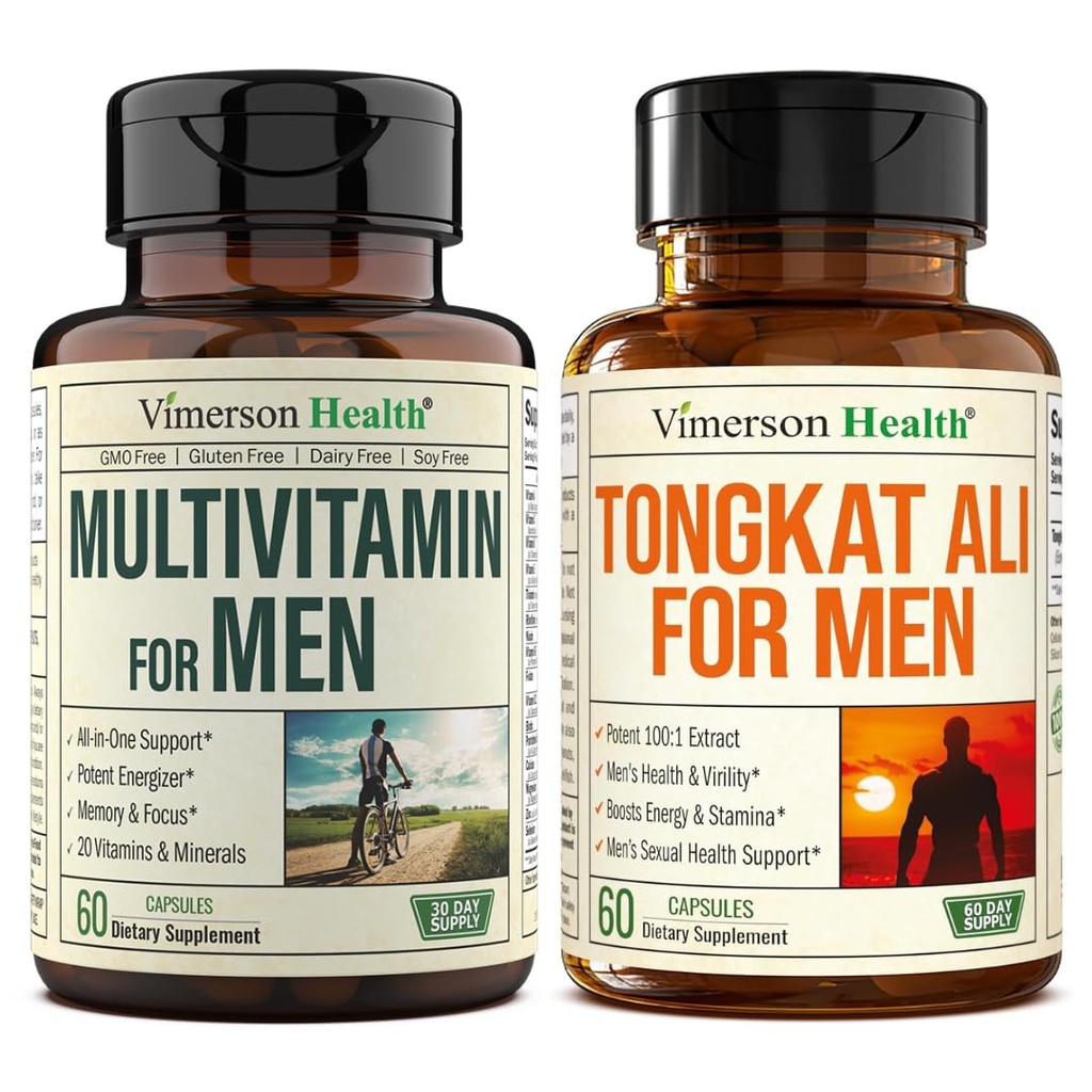 Multivitamin for Men & Tongkat Ali for Men - Daily Men's Health Bundle with Essential Vitamins, Minerals & Testosterone Support for Energy, Strength & Vitality