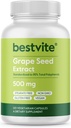 BESTVITE 포도 씨앗 추출물 500mg (120 채식 캡슐) - 더 이상 - 95 % 폴리 페놀로 표준화