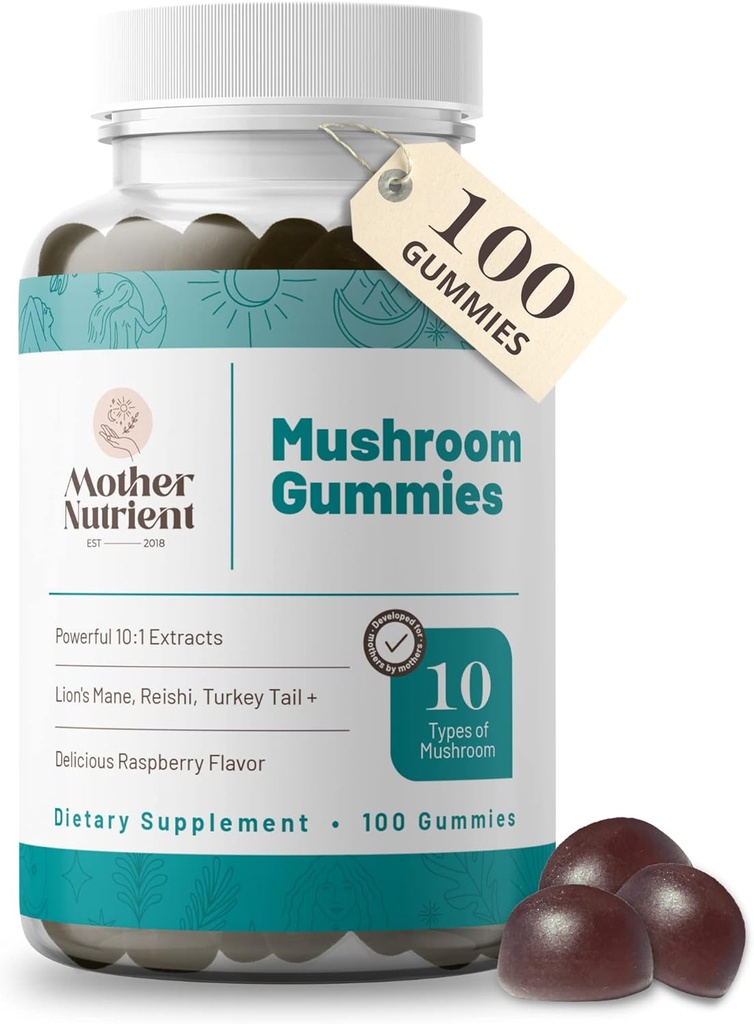 버섯 보충교재 Gummies- 순수한 추출물 다 버섯 보충교재 Chaga, Reishi, Cordyceps & Lion's Mane - 50 일 공급 Chewable Gummies (100 PC)