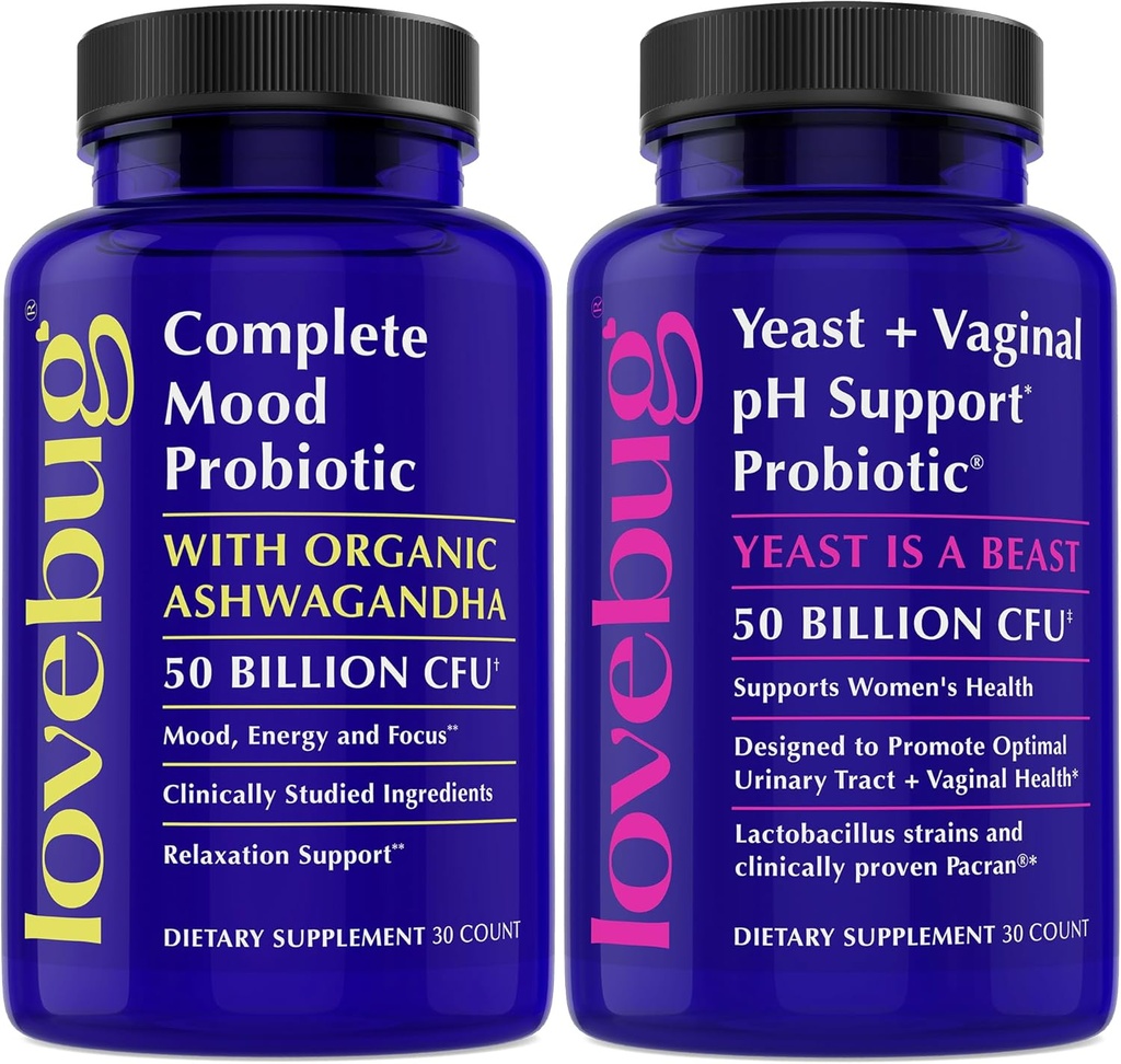 Lovebug Yeast 지원 및 Mood 지원 Probiotics 번들
