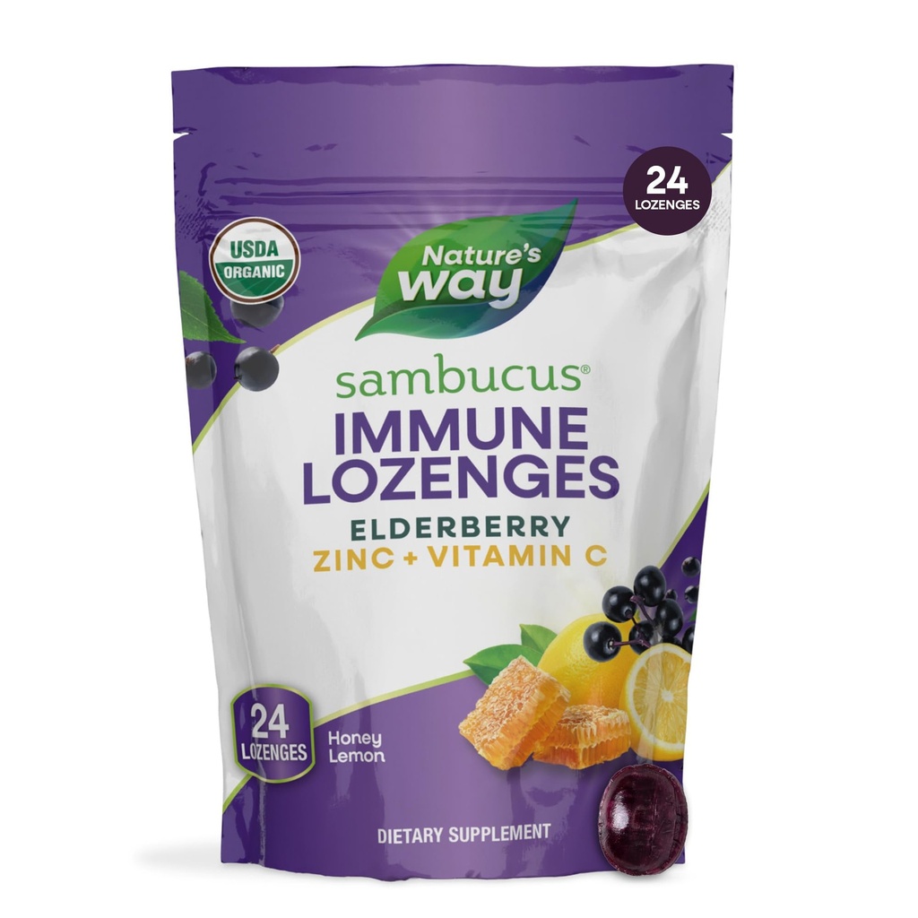 자연의 방법 Sambucus 아연 Lozenges 엘더베리와 비타민 C, 꿀 레몬 맛, 24 Lozenges