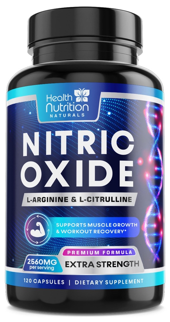 Nitric 산화물 승압기 2560mg - 남자 & 여자를 위한 여분 힘 L 아르기닌 & Citrulline 보충교재 - 우수한 근육 지원 Nitric 승압기 - 자연적인 에너지 & 심장 건강 지원 - 120의 캡슐
