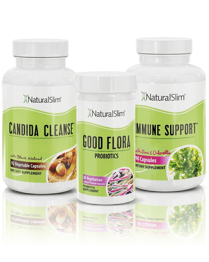 NaturalSlim Candida Cleanse 지원 보조 식품 번들 - Candiseptic Kit Anti Overgrowth, Gut & Colon Cleansing 242 캡슐 총 - 28 일 정리 프로그램 Frank Suarez (1 팩)