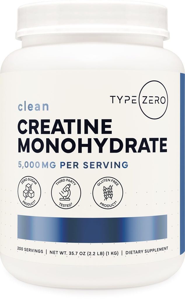 유형 Zero Creatine Monohydrate (Unflavored) 1 KG, 5000mg (5g) 서빙 당, Micronized, Zero Sugar, Keto Friendly & 글루텐 무료, 200 서빙