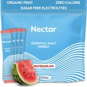 Nectar Energy Booster - 유기 카페인, B12 & Electrolytes - Sugar Free & Zero Calorie - 건강한 커피, 에너지 음료 및 소다 대안 - Hydration & Energy Supplement (수박 18 패킷)