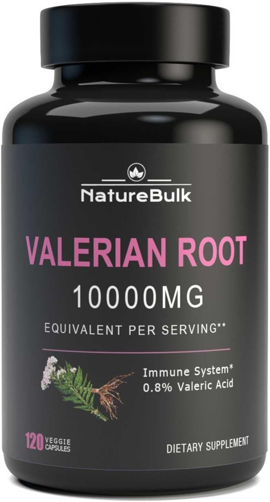 Valerian Root Capsules - 1,0000mg, 4X 농축 추출물 - 고농도, 120 캡슐