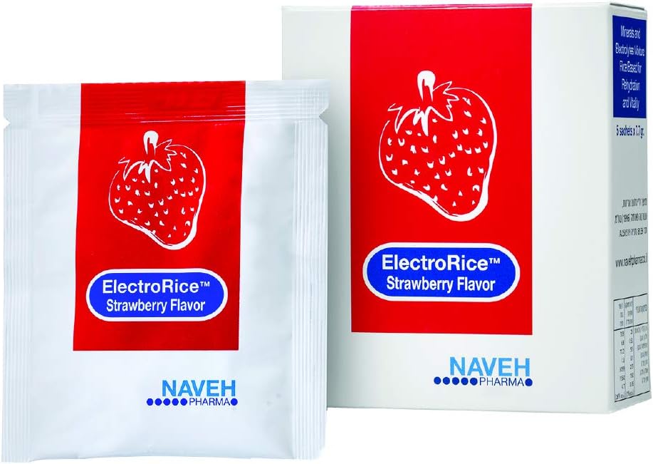 NAVEH PHARMA ElectroRice Anti-Dehydration Electrolyte 보충교재 사용 Diarrhea와 Vomiting의 Bouts 도중, Dehydration 아이들과 성인의 자연적인 밥 기초를 두는 구두 예방, 5 Strawberry 맛을 내는