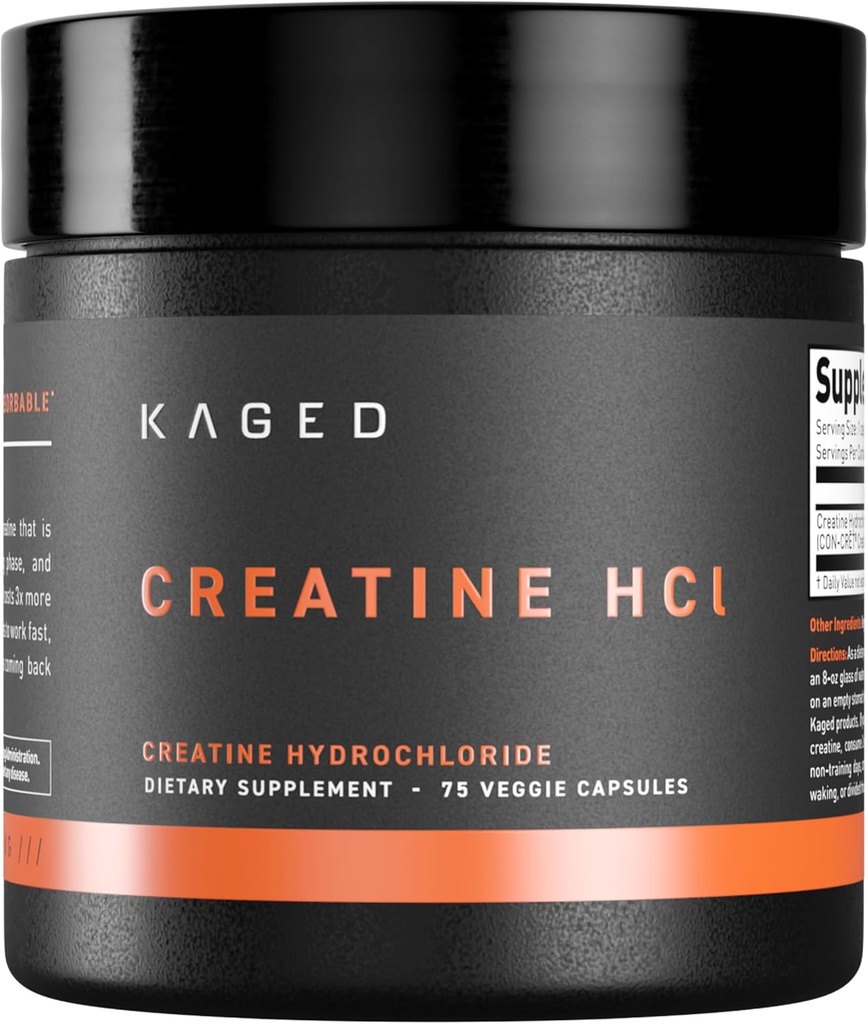 Kaged Creatine HCl 캡슐 | 불확실한 | 근육 건물 및 회복 | 특허가 주어진 Creatine 염산염 공식 | Vegan, 글루텐 무료, 쉽게 소화 가능 | 남성용 보충제 | 75 인