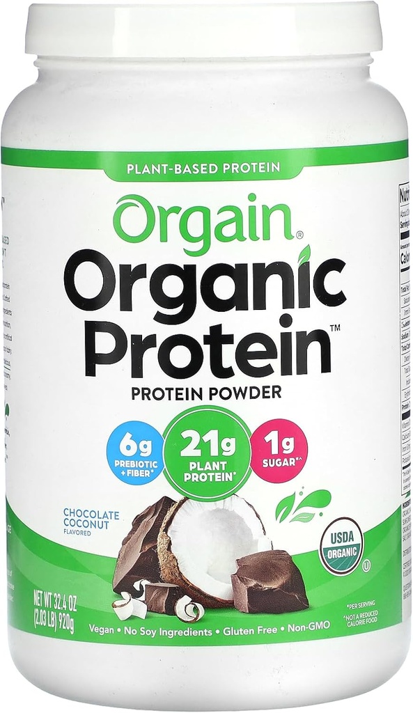 Orgain 유기 채식 단백질 분말, 초콜릿 코코넛 2 lb