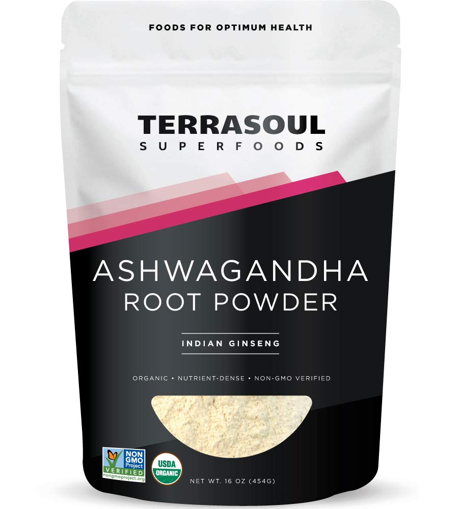Terrasoul Superfoods Organic Ashwagandha Root Powder, 1 Lb - Stress Adaptogen | 수면 향상 | 품질 검사