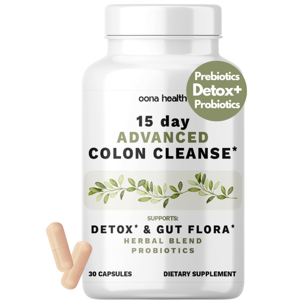 15 Day Advanced Colon Cleanse, Probiotics & Natural Herbs, Cascara Sagrada, Psyllium Husk & Senna Leaf, 30 캡슐 1-2 Daily | 15 Day Cleanse