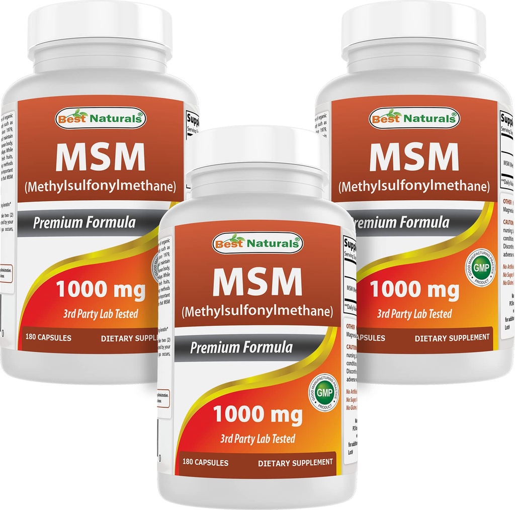 최고의 천연 MSM 1000 mg 180 캡슐 (180 개)