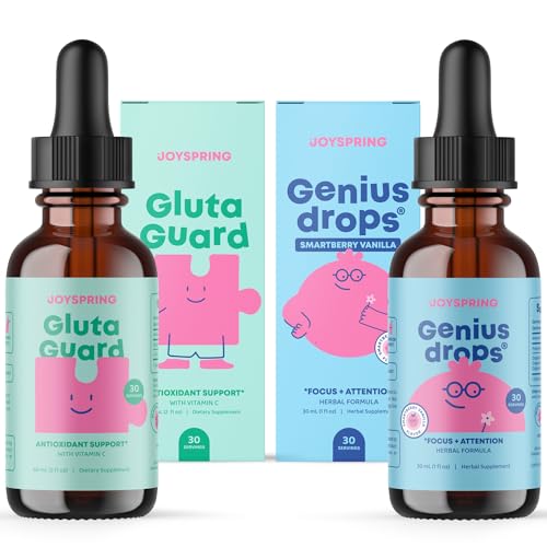 JoySpring Glutathione 액체 및 Genius Drops 스마트 베리 바닐라 어린이를위한