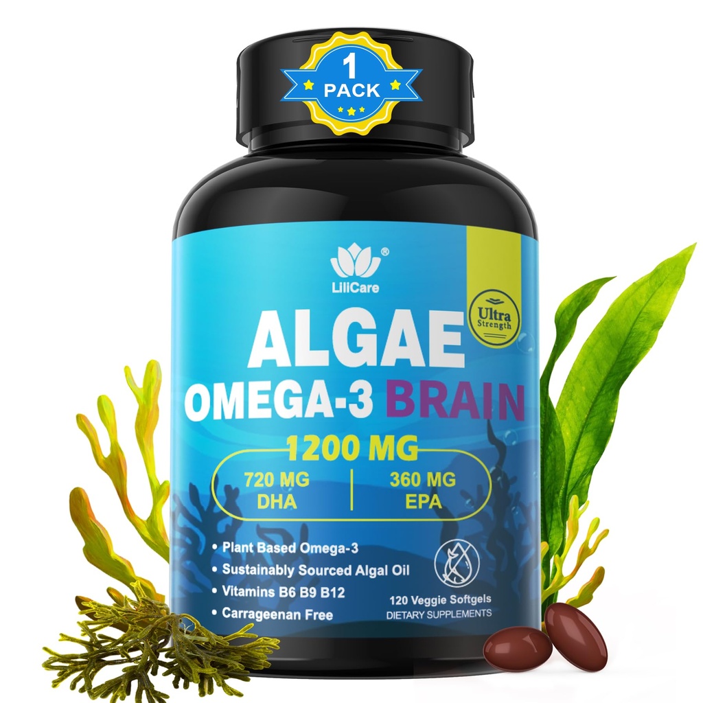 DHA 720mg EPA 360mg를 가진 오메가 3 물고기 기름 Softgels, Vegan 조류 과학 2:1 뇌 눈, 식물을 위한 비율은 지속 가능한 근원 오메가 3 보충교재, 물고기 기름 대안 1200mg의 물고기 맛, 120Cts를 기초를 두었습니다