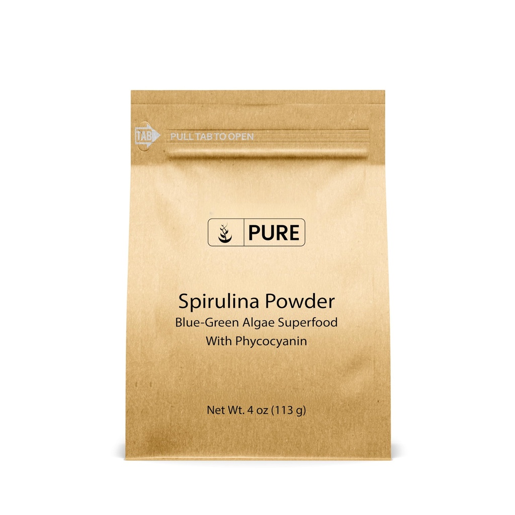 PURE ORIGINAL INGREDIENTS Spirulina 분말 (4 oz) Phycocyanin를 가진 녹색 조류 Superfood