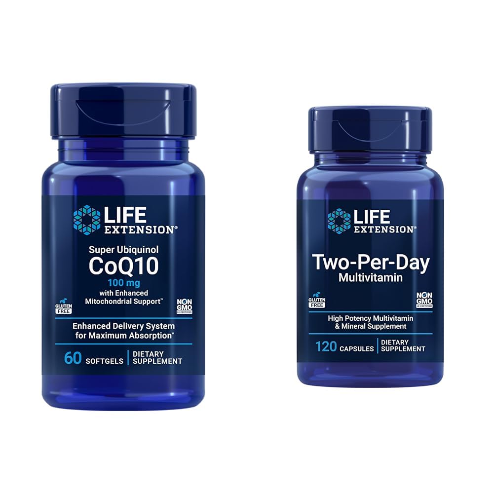생활 연장 최고 Ubiquinol CoQ10 60 softgels & 2 당 일 Multivitamin 120의 캡슐 뭉치