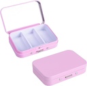 2Pack 알약 상자 3 구획 알약 상자, 의학, 비타민, 접시 기름 및 보충교재를 위한 거울을 가진 휴대용 금속 여행 알약 상자, 주머니를 위한 휴대용 알약 상자 또는 지갑 (Pink)