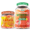 NEVISS 1Pack Liposomal 비타민 C 1000mg Gummies + 1Pack Lutein Zeaxanthin 보충 교재 Gummies