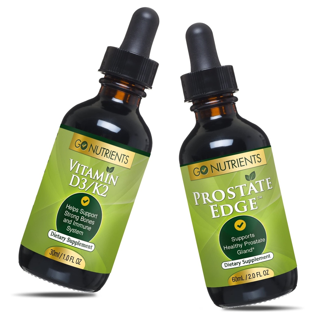 K2 (MK-7) Drops & Prostate Edge Prostate Supplement for Men with Pygeum and Saw Palmetto Extract 비타민 D3 및 K2 Liquid Vitamin Drops 그 도움 감정 국가