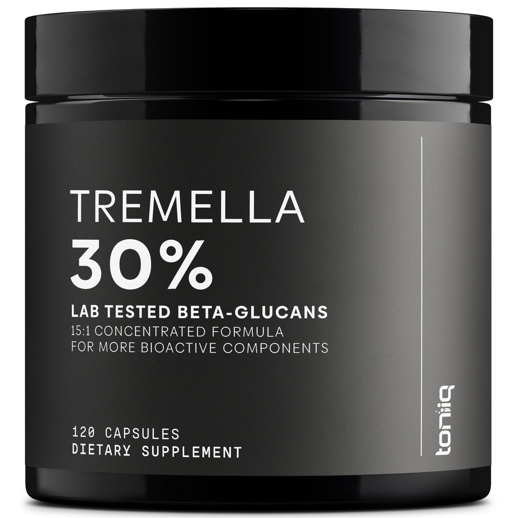 Tremella Mushroom 매우 높은 효능 15 : 30 % 베타 글루칸 추출물 - 순수하고 집중 된 공식 - 순도 및 품질을위한 세 번째 파트 랩 테스트 - 120 캡슐