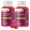 비타민 C - 에너지, 대사 및 면역 지원 - B6, B12, Niacin, Folic 산, Biotin, 칼슘 - Vegan, 글루텐 - 무료 120 조사를 가진 Viteey 비타민 B 복합 Gummies