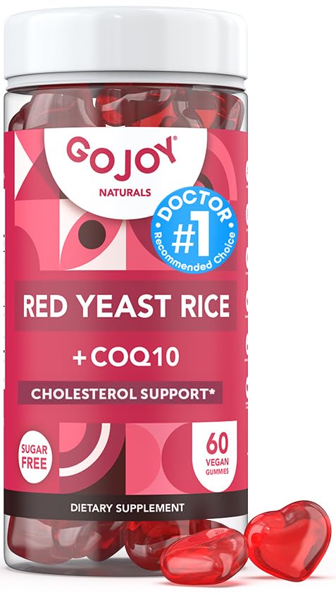 CoQ10 Gummies를 가진 설탕 자유로운 빨간 효모 밥 - 빨간 밥 효모 1000 mg를 가진 콜레스테롤 보충교재. - 콜레스테롤 Gummies Complex - Vegan, Non-GMO, 글루텐 자유로운 & Citrinin 자유로운 보충교재