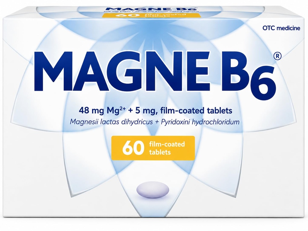 Sanofi Magne B6 마그네슘과 Pyridoxine 코팅 정제, 60 조사