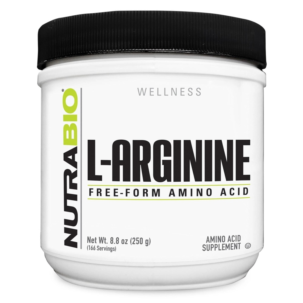 NutraBio L 아르기닌 보충교재, 750mg Nitric 산화물 전구체, 지원 혈액 교류, 관 건강 및 근육 성장, 250g
