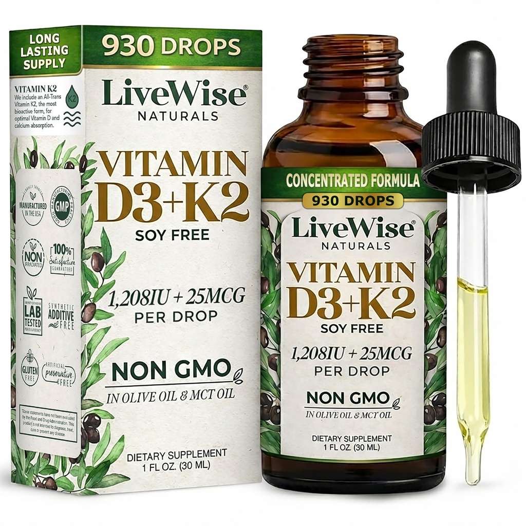 K2 액체 하락, 모든 자연적인, 비 GMO, 1208iu D3 및 봉사 당 25mcg K2 (mk7)를 가진 비타민 D3는, 당신의 뼈, 면역 체계 및 에너지 수준을, 또는 Peppermint 기름 없이 지원합니다