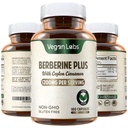 Vegan Labs Berberine HCL 1200MG 유기 Ceylon Cinnamon- 180 Vegan 캡슐 지원 전반적인 건강 및 면역 체계