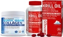Bronson 바다 교원질 펩티드 Hydrolyzed 단백질 분말 + 마취 Krill 기름 Omega-3s EPA DHA를 가진 1000 mg