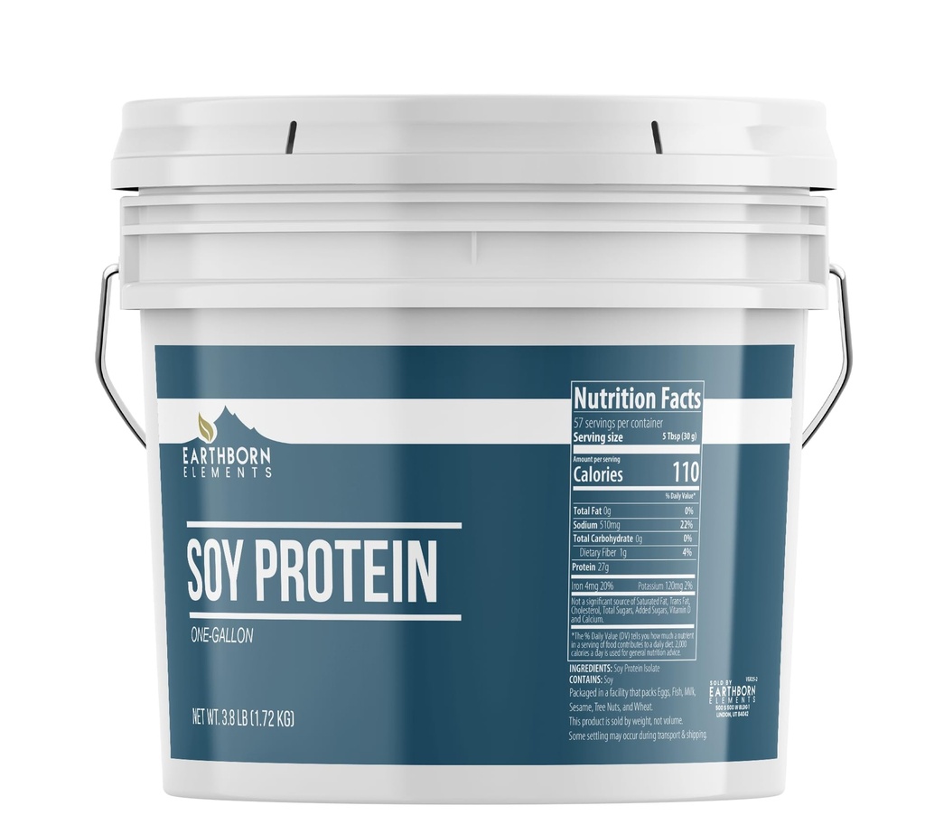 Earthborn Elements Soy Protein Powder 1 갤런 버킷, 항상 순수하고 부드러운 & 쉐이크 (60.8 온스)