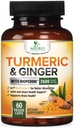 심황 Curcumin 보충교재 2600mg - 유기 생강 및 심황, BioPerine 까만 고추 추출물 95% Curcuminoids - 진보된 흡수 합동 & 산화 방지제 여분 힘 지원 - 60의 캡슐