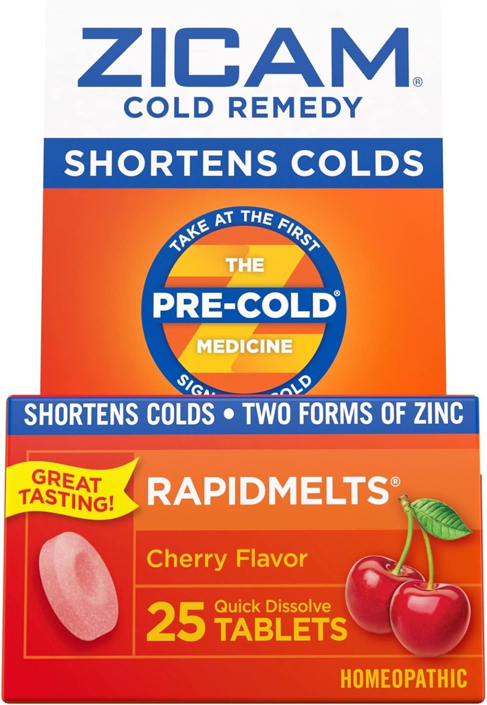 Zicam 찬 Remedy 아연 RapidMelts, 체리 맛, Homeopathic, 찬 단축 의학, Shortens 찬 내구, 25 조사 (2의 포장)