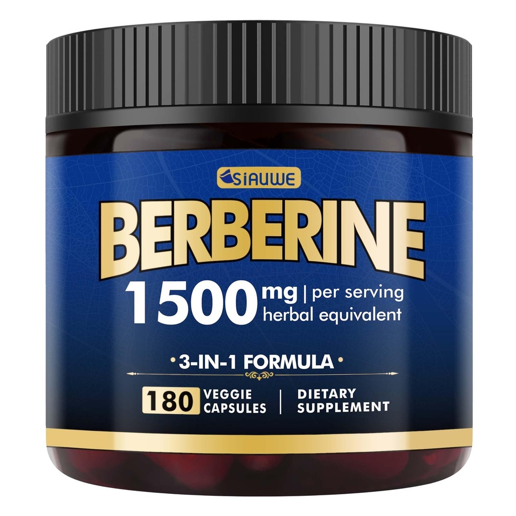 Berberine 보충교재 - Berberine 체중 감소, Berberine HCL의 높 순수성 Berberine 1500MG, 더하기 Citrus Bergamot - 신진 대사를 위해, 소화하고, 면역성이 있는 지원 - Vegan, 비 GMO, 180의 캡슐