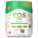 KOS Organic Superfood Greens Powder - Prebiotic Fiber, Supergreens 및 Adaptogens의 Gut Health - GMP 인증 시설로 만들어진 USDA 인증 유기 - 28 서빙 베리