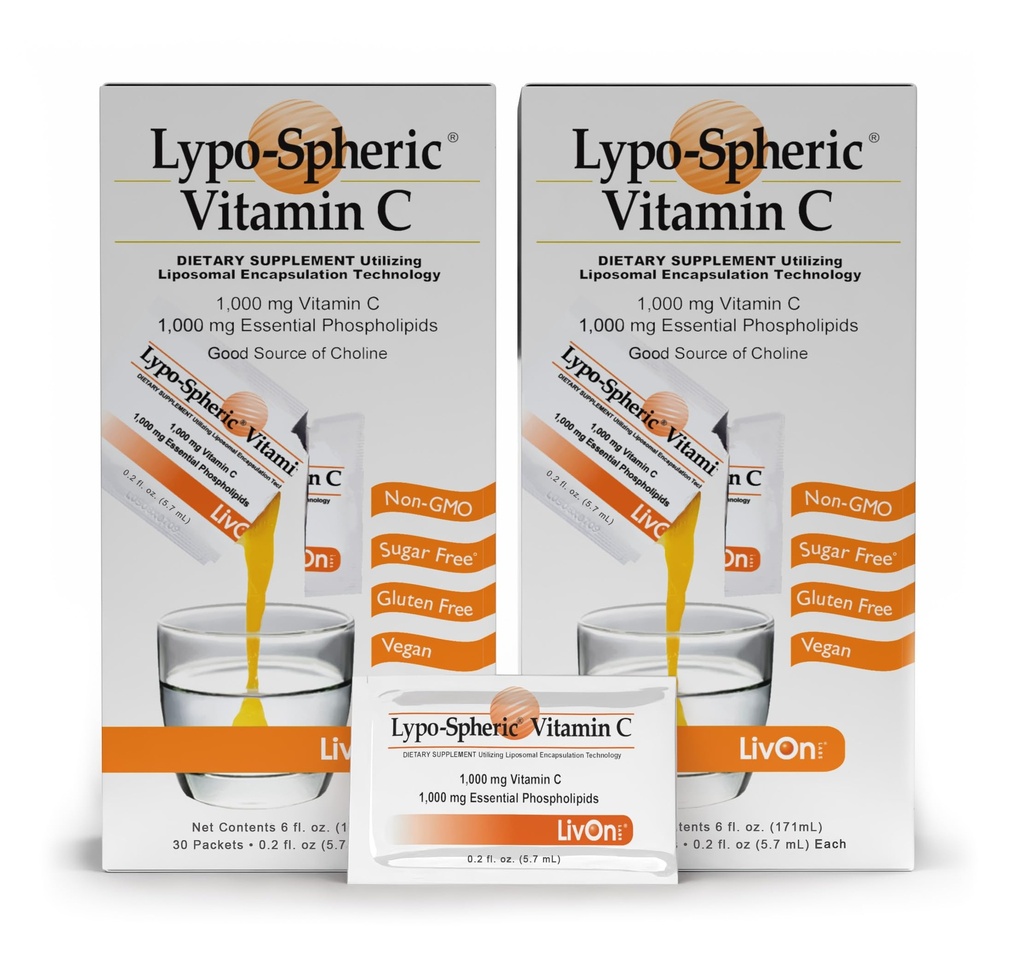 LivOn Laboratories Lypo-Spheric 비타민 C - 1,000 mg 비타민 C & 1,000 mg 팩렛 당 근본적인 Phospholipids – 개량된 흡수를 위해 캡슐화되는 Liposome – 비 GMO (2개의 판지, 60의 소포)