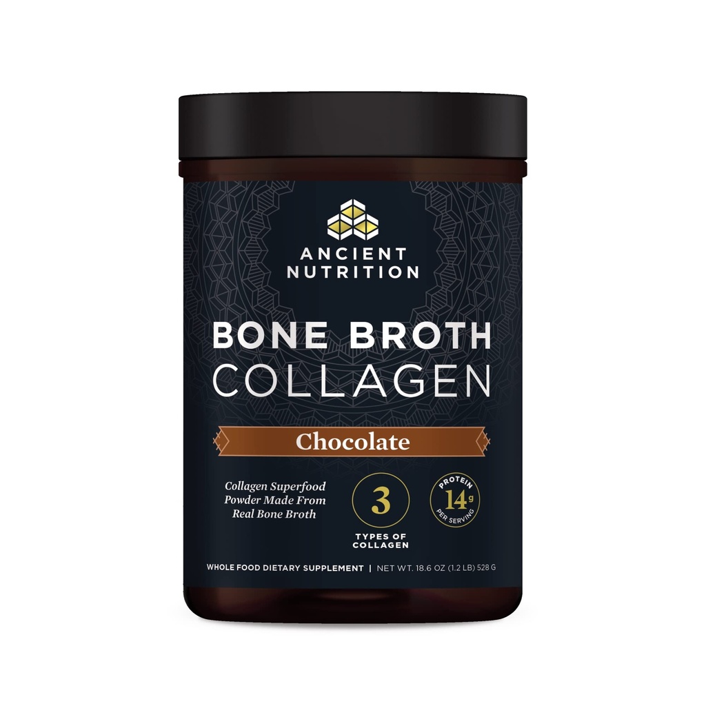 고대 영양 교원질 분말, 뼈 Broth 교원질, 초콜렛, 가수분해된 다 교원질 펩티드, 지원 피부 및 못, 합동 보충교재, 30 서빙, 18.6oz