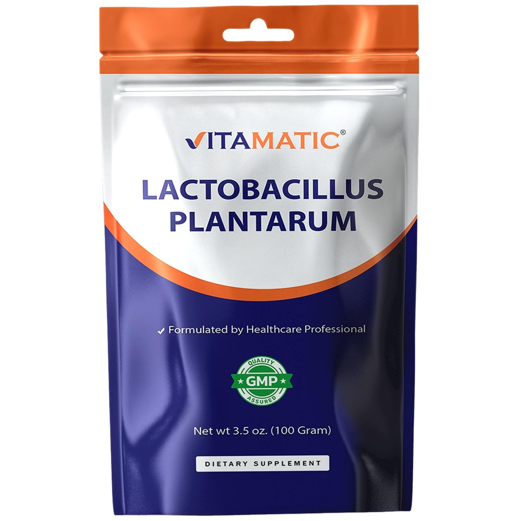 Vitamatic Lactobacillus Plantarum Probiotic Powder - 소화 건강 지원 - 100 그램 (3.5 OZ) - 100 서빙